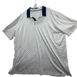 Maelreg Big Mens 3XL White Crossed Clubs AOP Performance Stretch Golf Polo Shirt